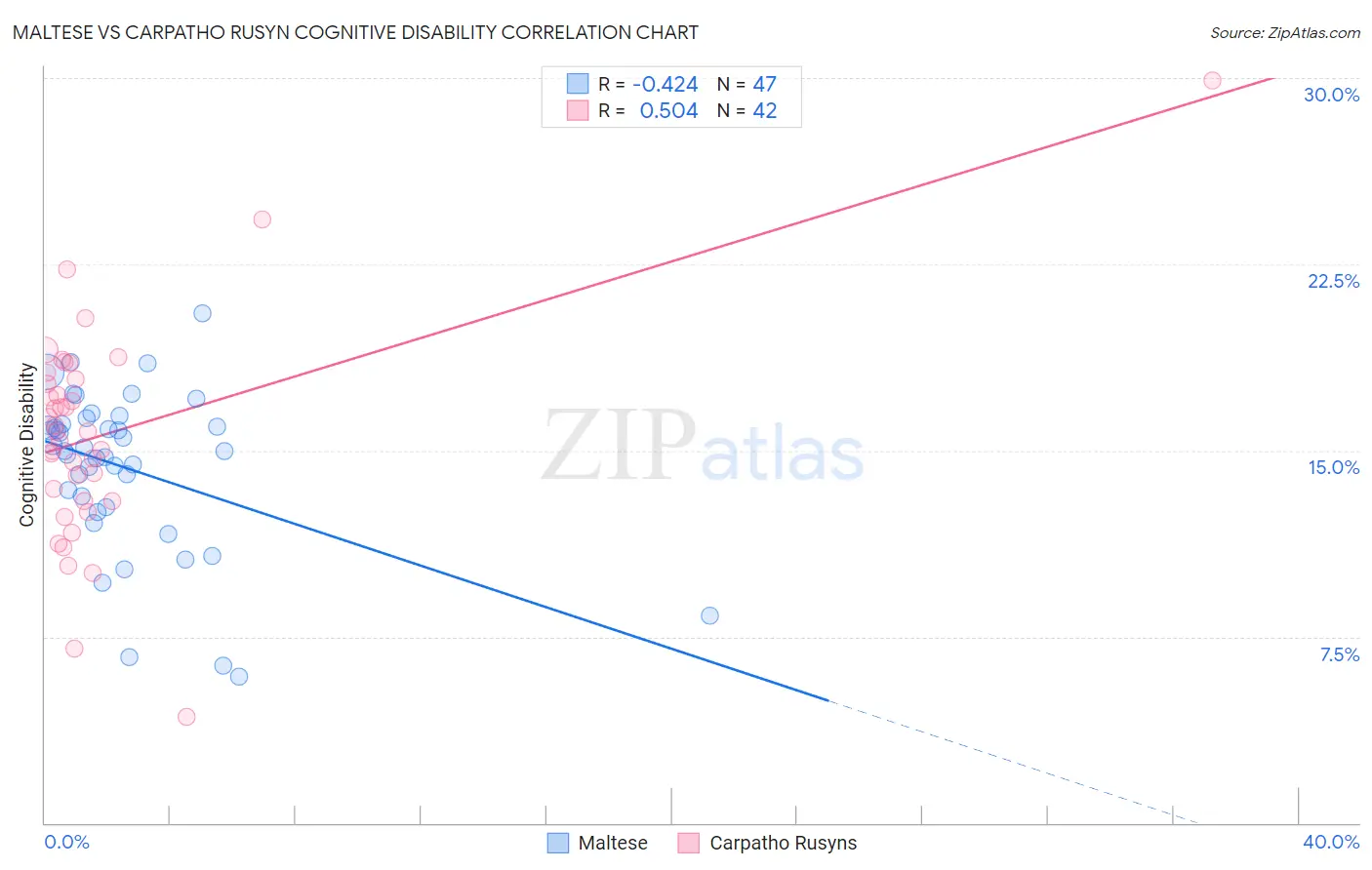 Maltese vs Carpatho Rusyn Cognitive Disability