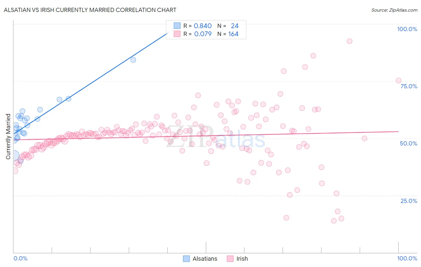 Alsatian vs Irish Currently Married