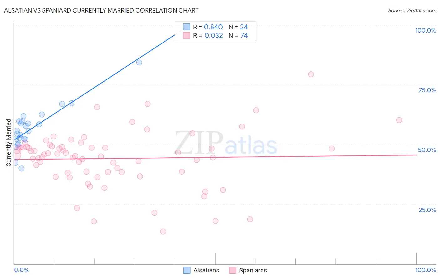 Alsatian vs Spaniard Currently Married