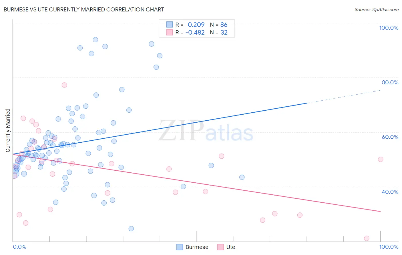 Burmese vs Ute Currently Married