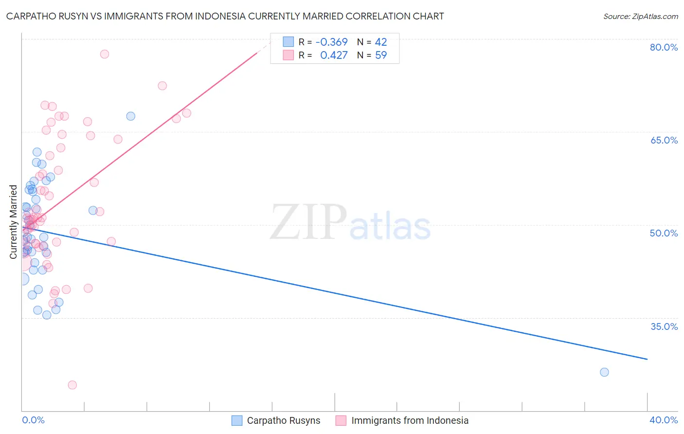 Carpatho Rusyn vs Immigrants from Indonesia Currently Married