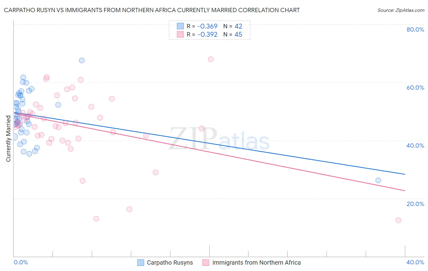 Carpatho Rusyn vs Immigrants from Northern Africa Currently Married