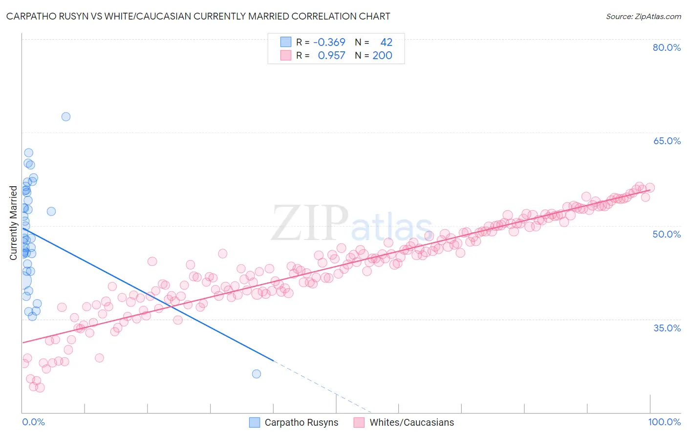 Carpatho Rusyn vs White/Caucasian Currently Married