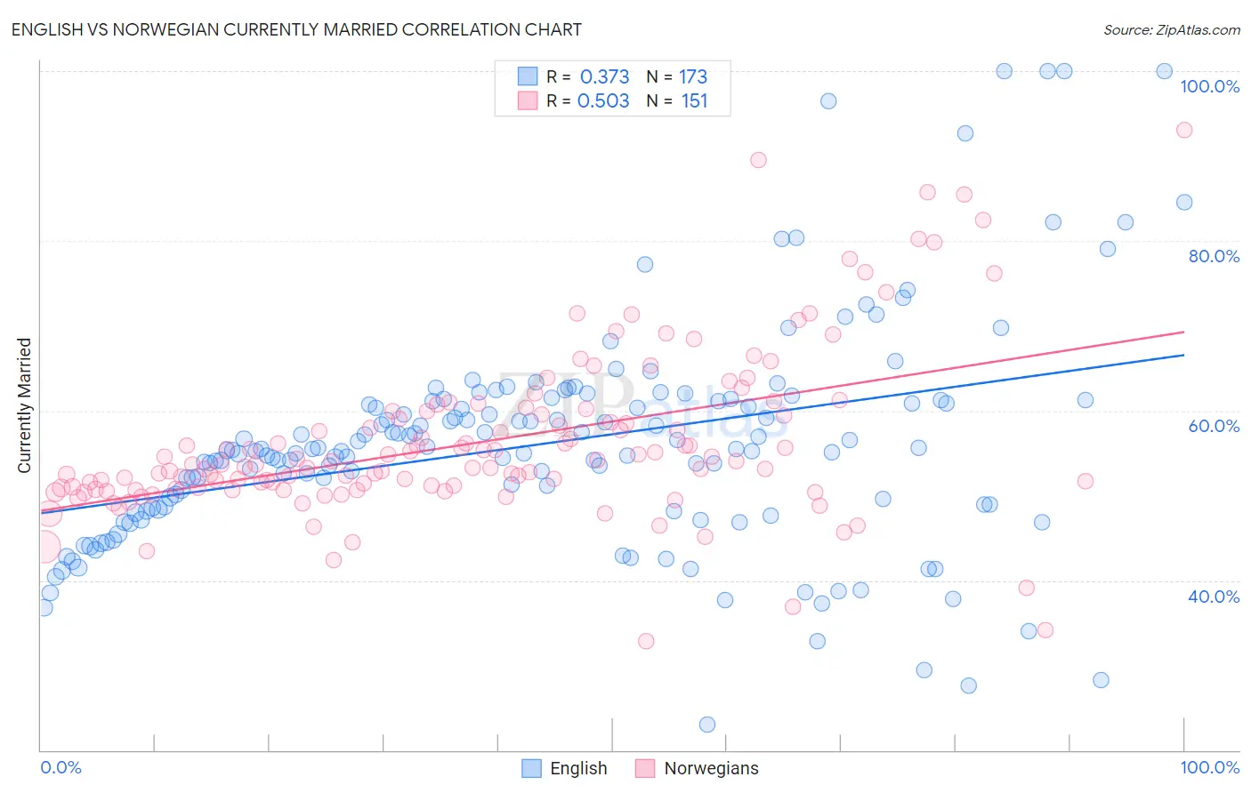 English vs Norwegian Currently Married