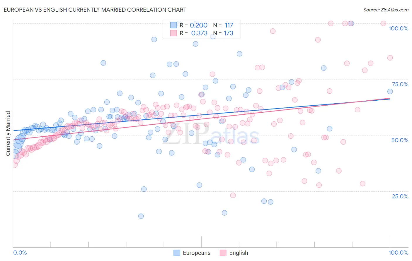 European vs English Currently Married