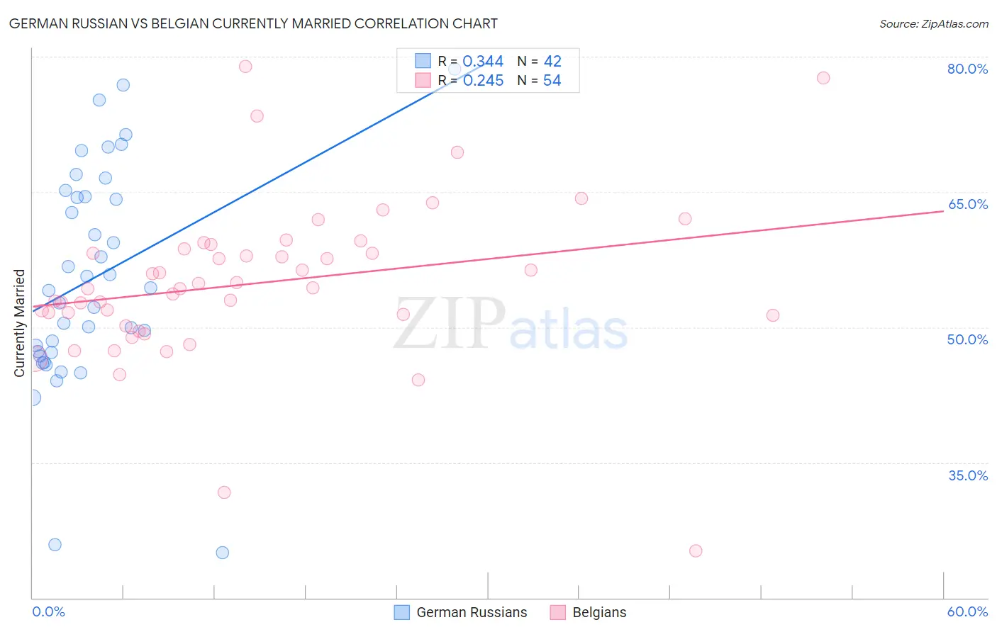 German Russian vs Belgian Currently Married