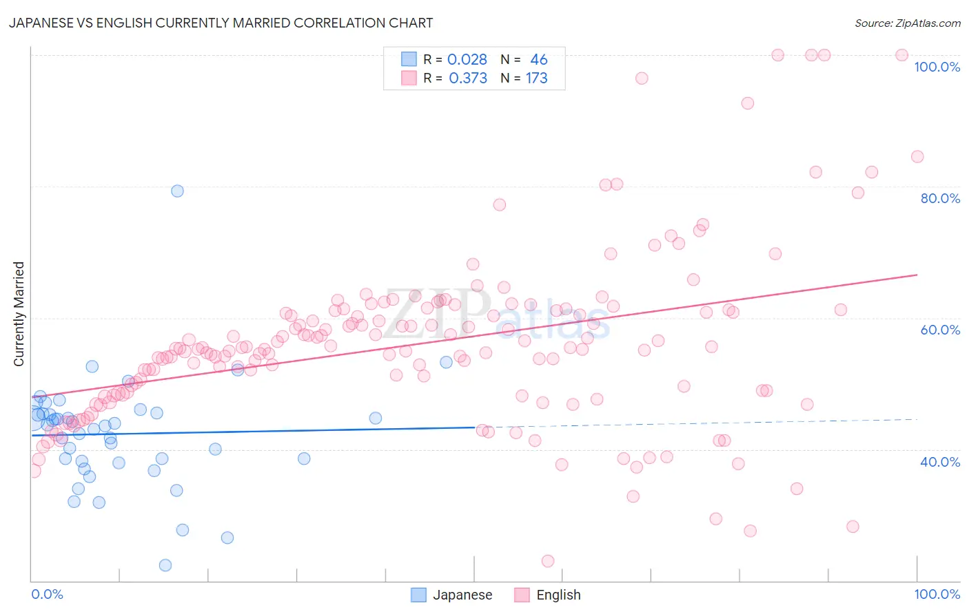 Japanese vs English Currently Married