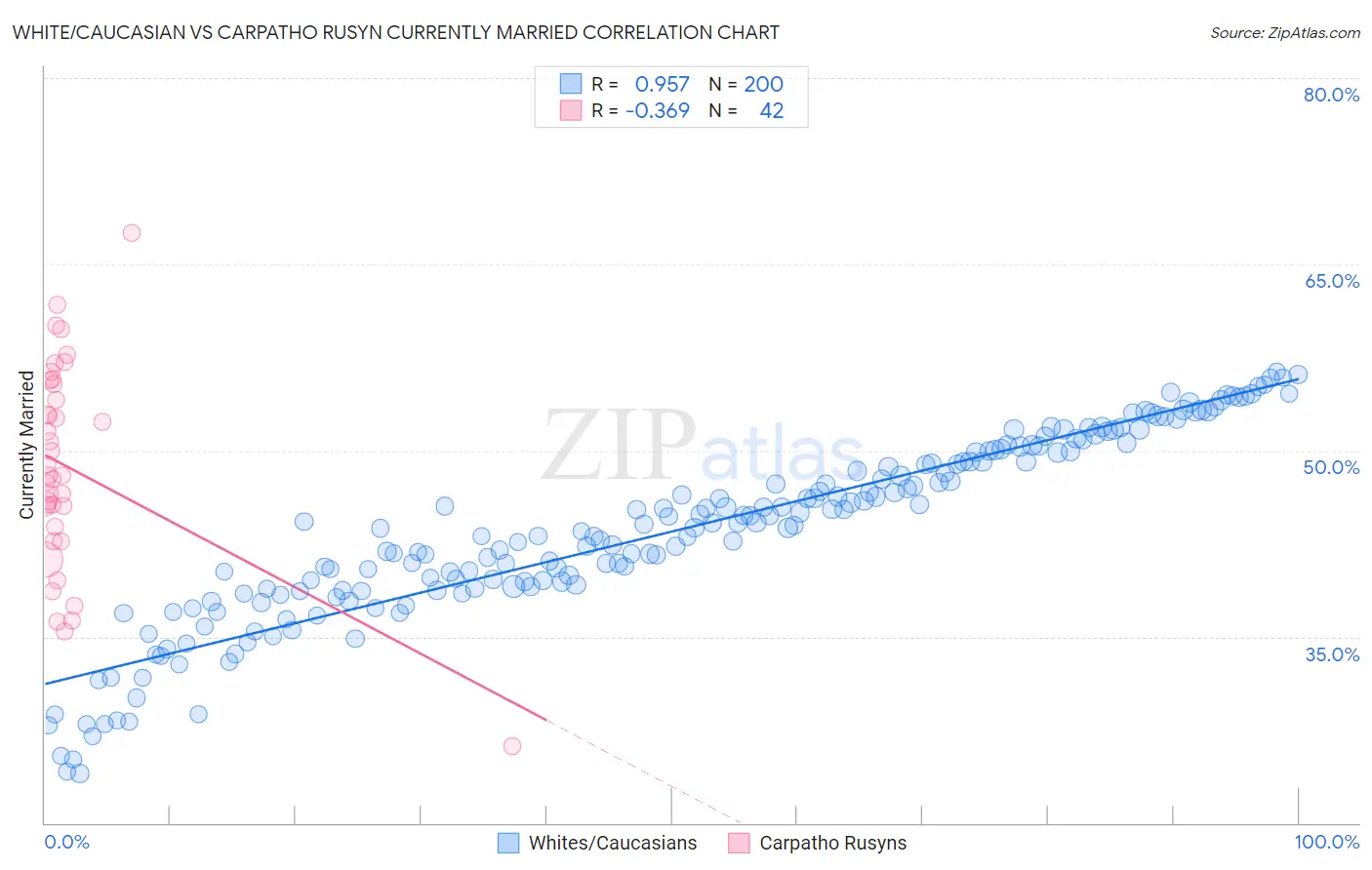 White/Caucasian vs Carpatho Rusyn Currently Married