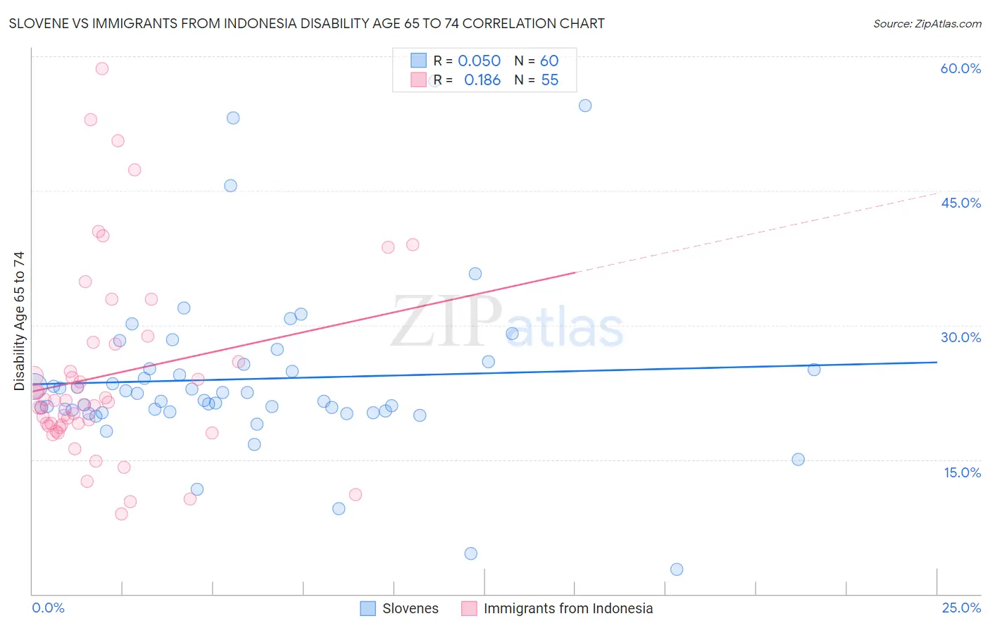 Slovene vs Immigrants from Indonesia Disability Age 65 to 74