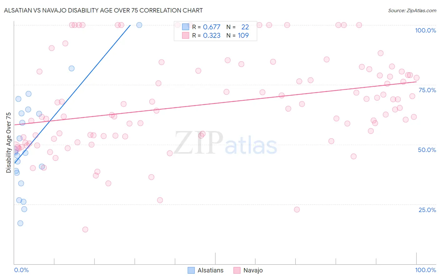 Alsatian vs Navajo Disability Age Over 75