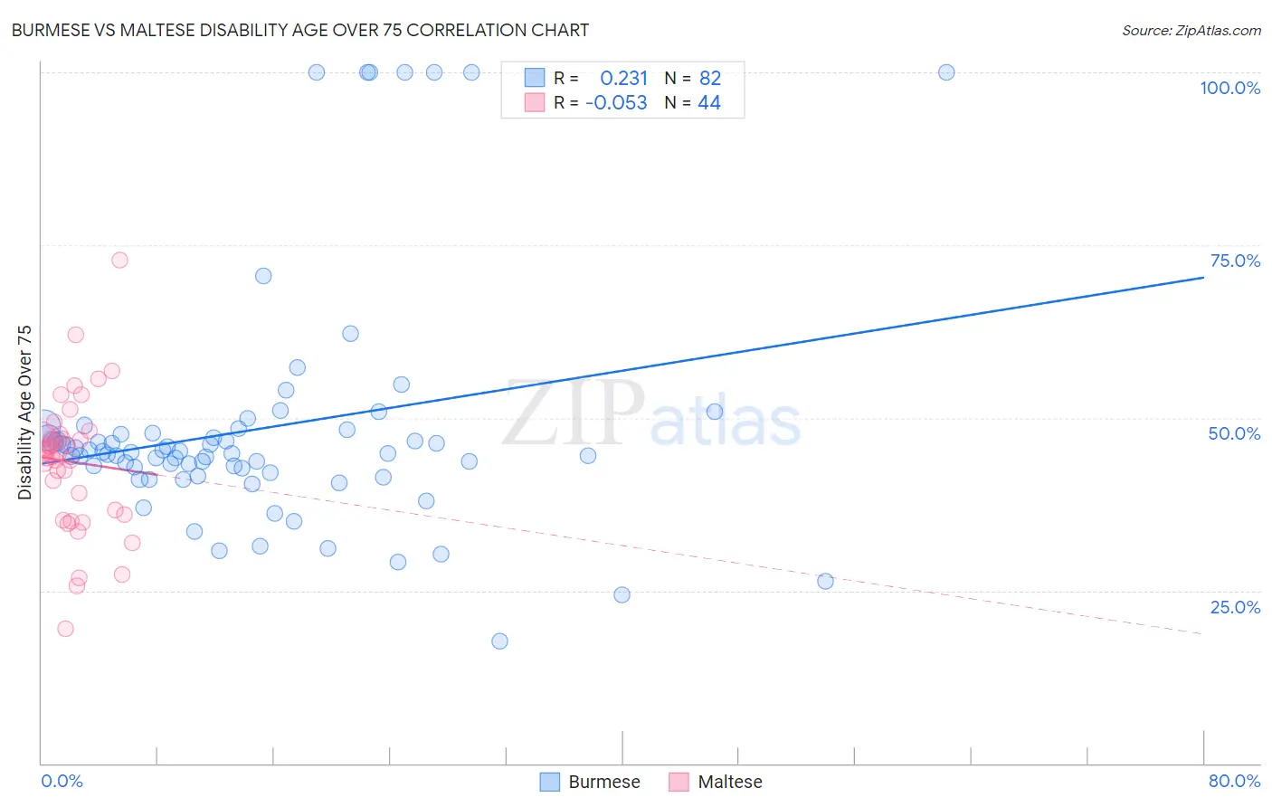 Burmese vs Maltese Disability Age Over 75