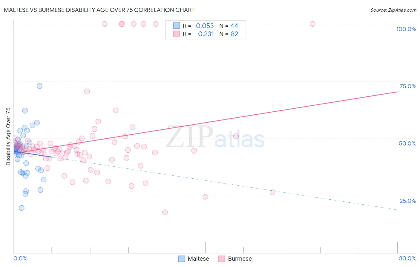 Maltese vs Burmese Disability Age Over 75