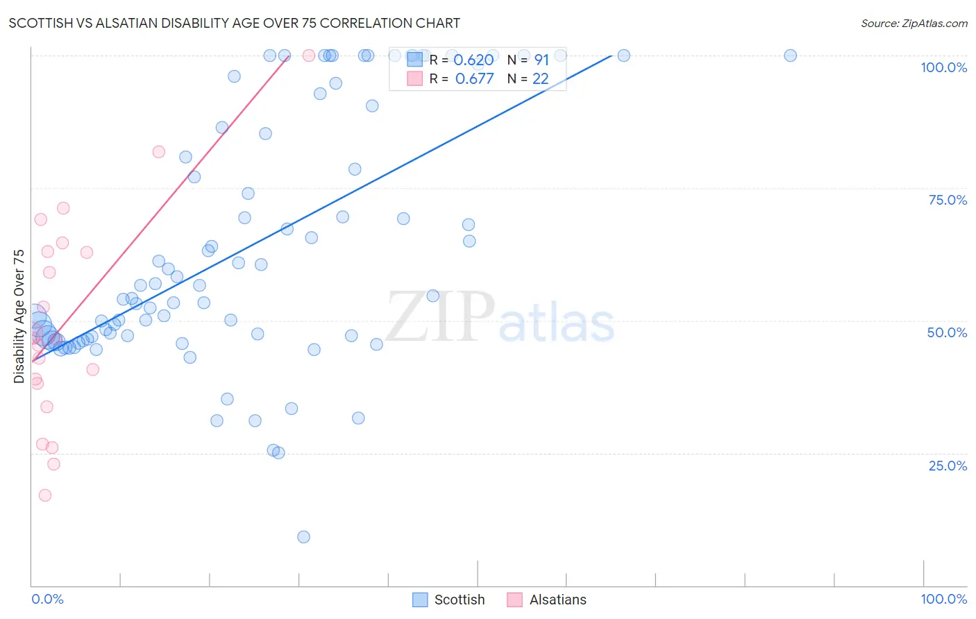 Scottish vs Alsatian Disability Age Over 75