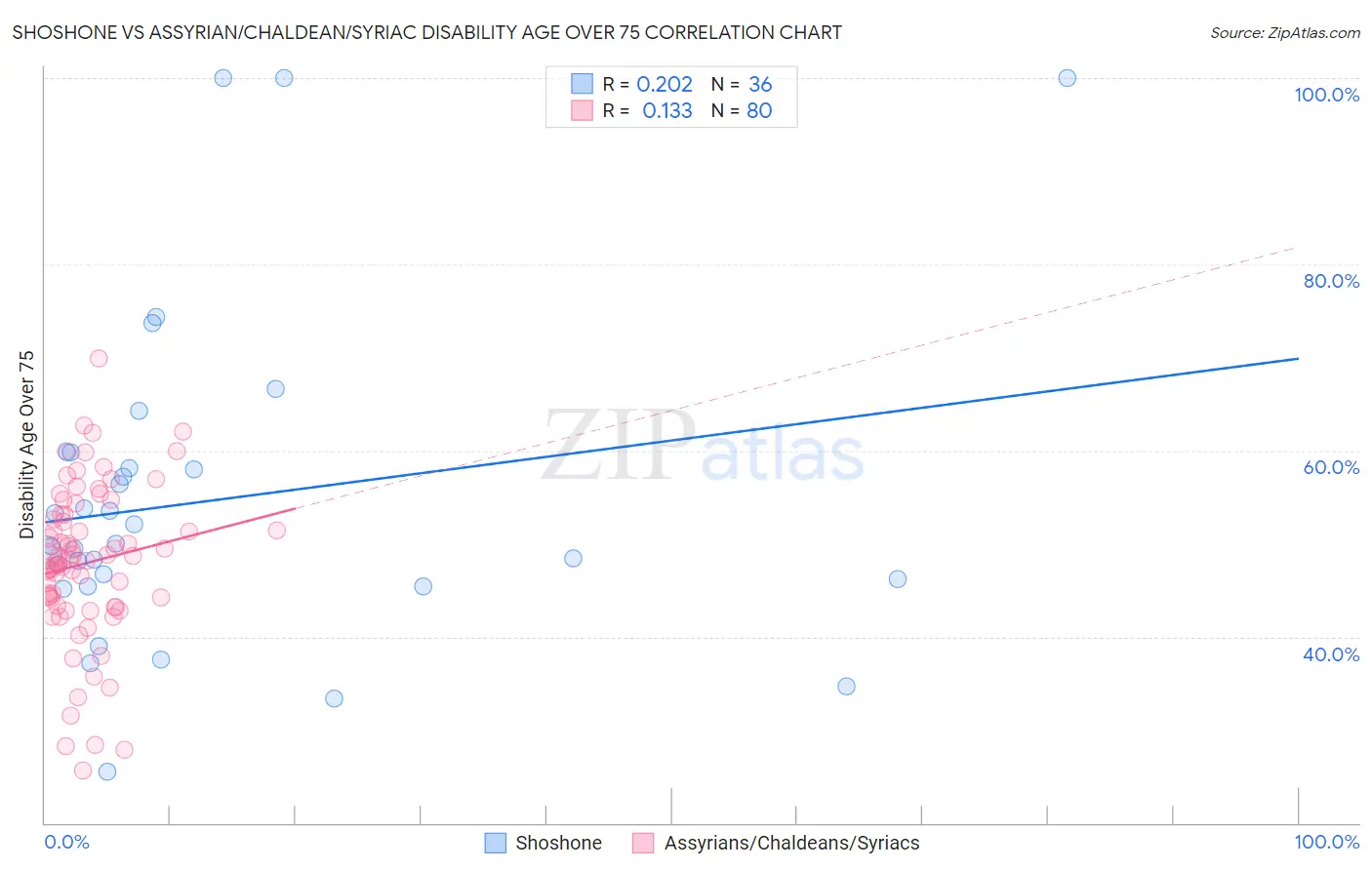 Shoshone vs Assyrian/Chaldean/Syriac Disability Age Over 75