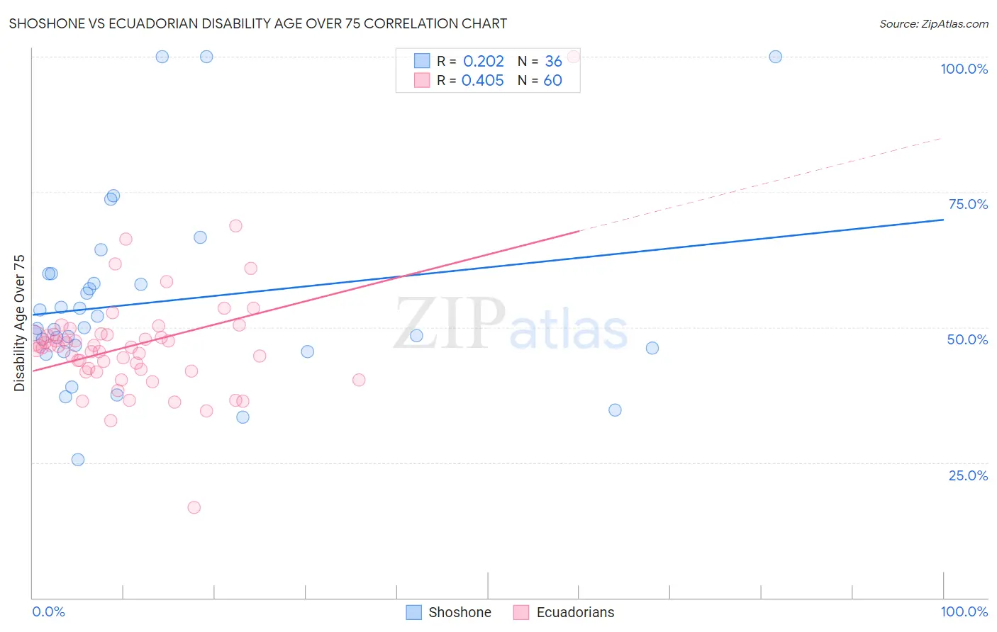 Shoshone vs Ecuadorian Disability Age Over 75
