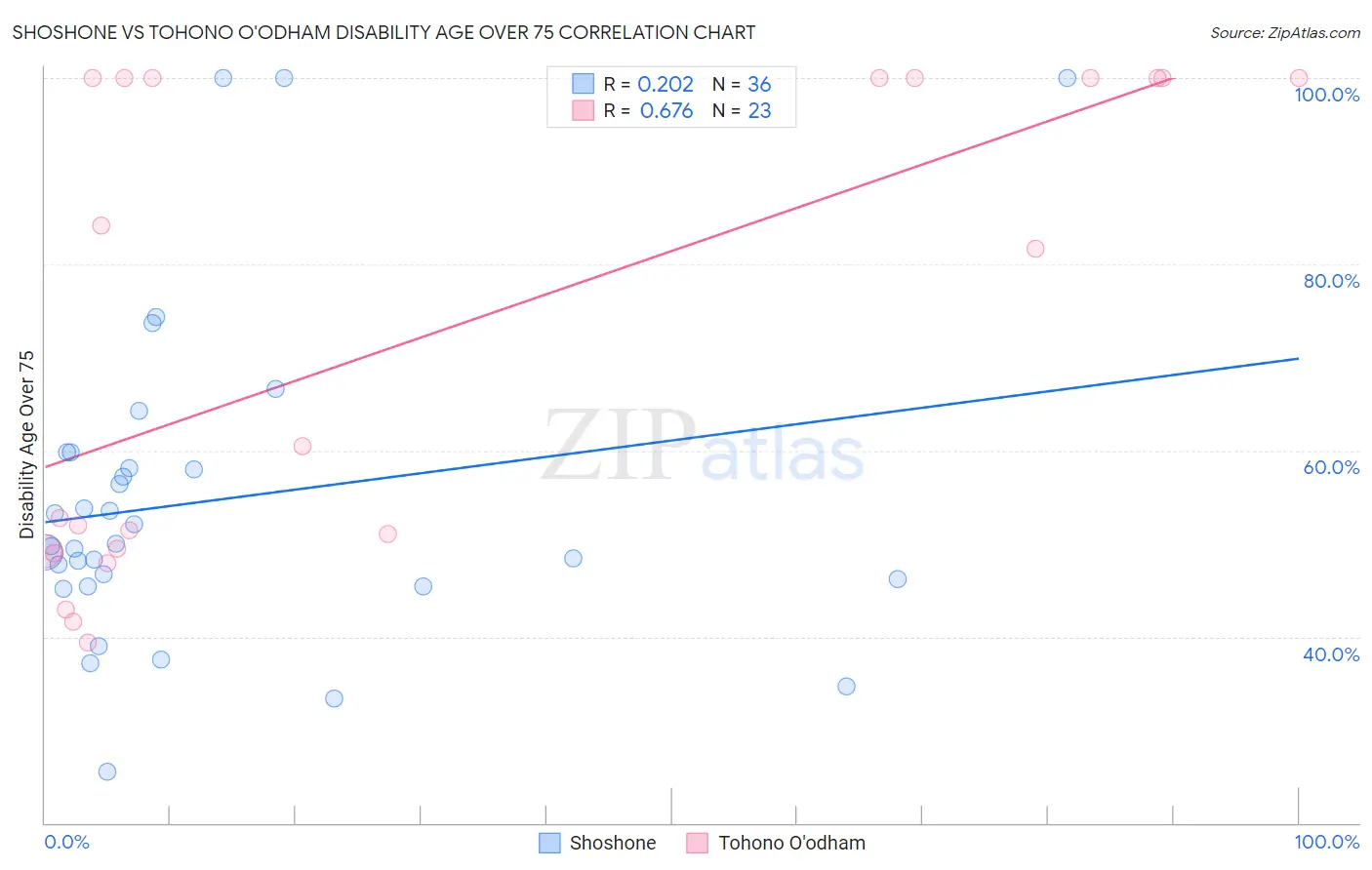 Shoshone vs Tohono O'odham Disability Age Over 75