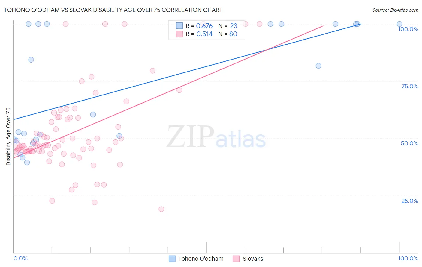Tohono O'odham vs Slovak Disability Age Over 75