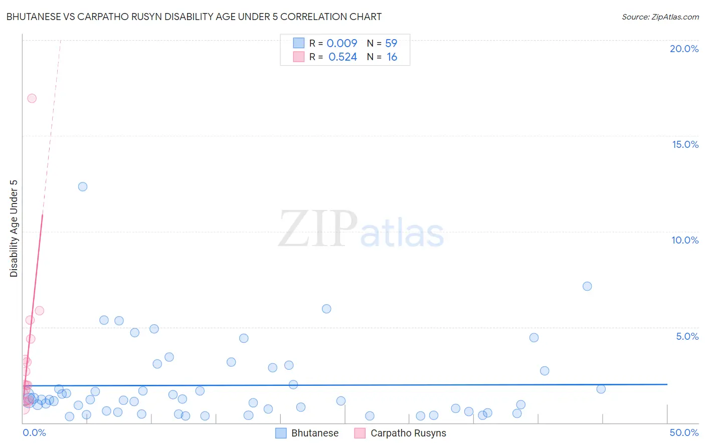 Bhutanese vs Carpatho Rusyn Disability Age Under 5