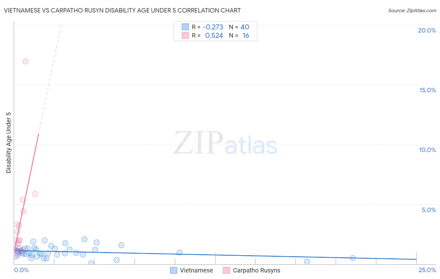 Vietnamese vs Carpatho Rusyn Disability Age Under 5