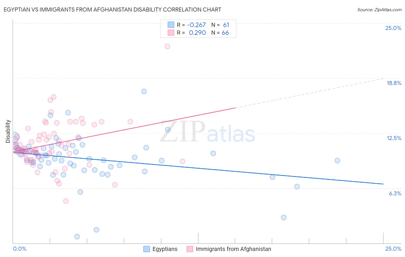 Egyptian vs Immigrants from Afghanistan Disability