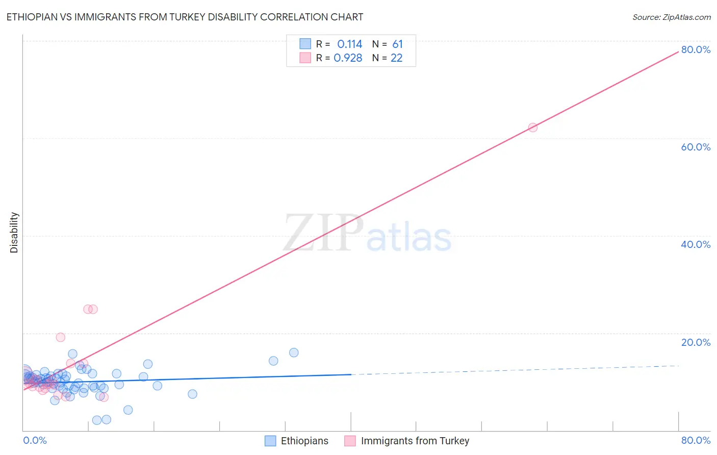 Ethiopian vs Immigrants from Turkey Disability