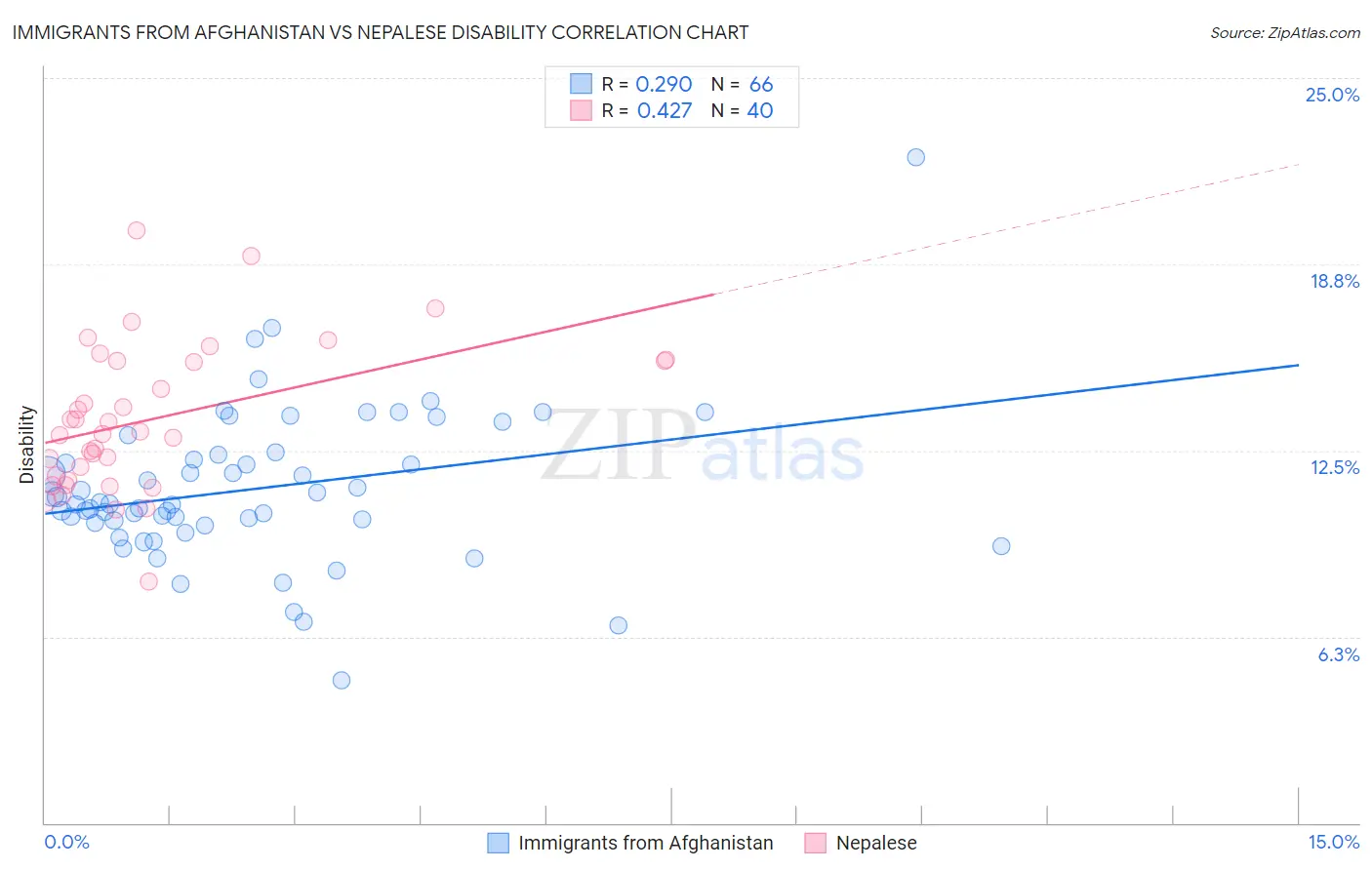 Immigrants from Afghanistan vs Nepalese Disability