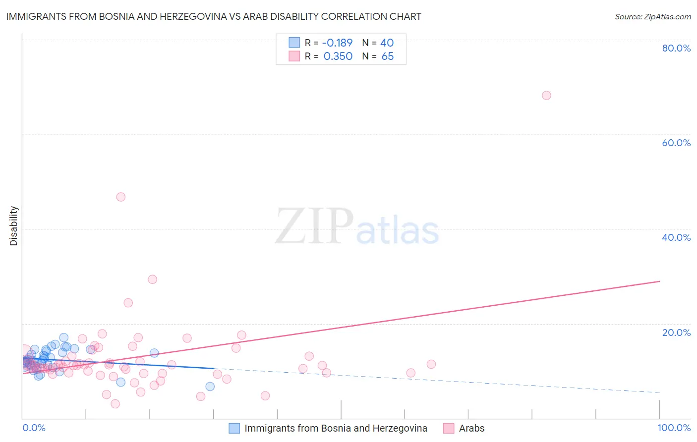 Immigrants from Bosnia and Herzegovina vs Arab Disability