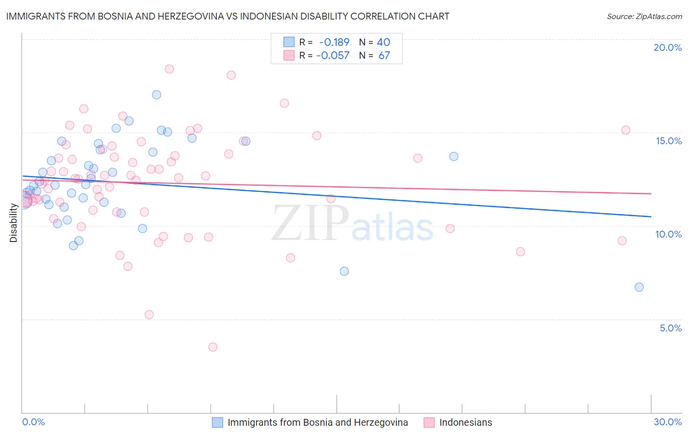 Immigrants from Bosnia and Herzegovina vs Indonesian Disability
