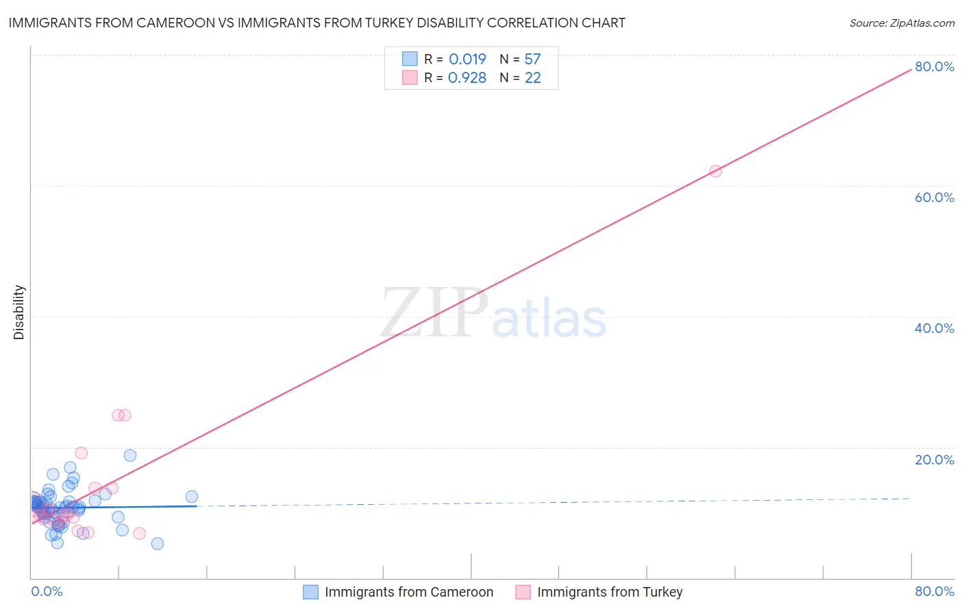 Immigrants from Cameroon vs Immigrants from Turkey Disability