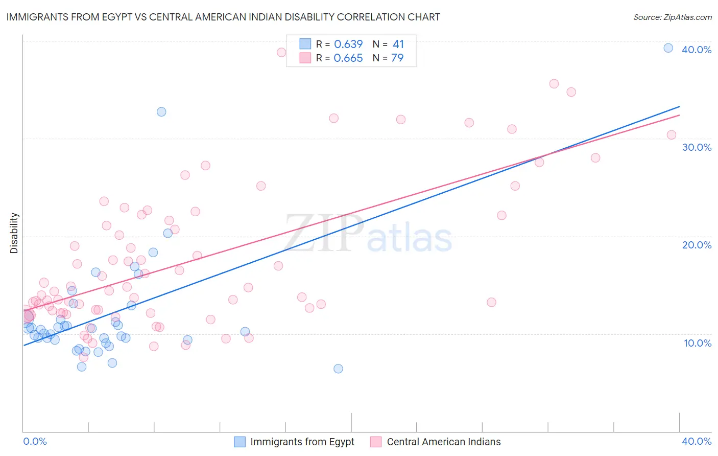 Immigrants from Egypt vs Central American Indian Disability