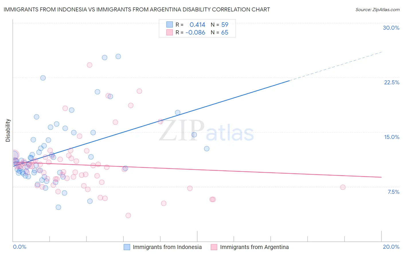 Immigrants from Indonesia vs Immigrants from Argentina Disability