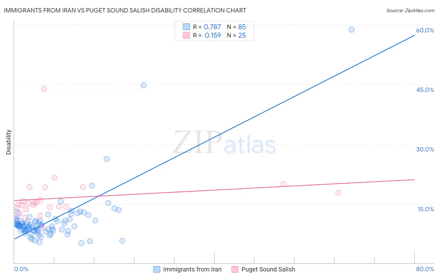 Immigrants from Iran vs Puget Sound Salish Disability