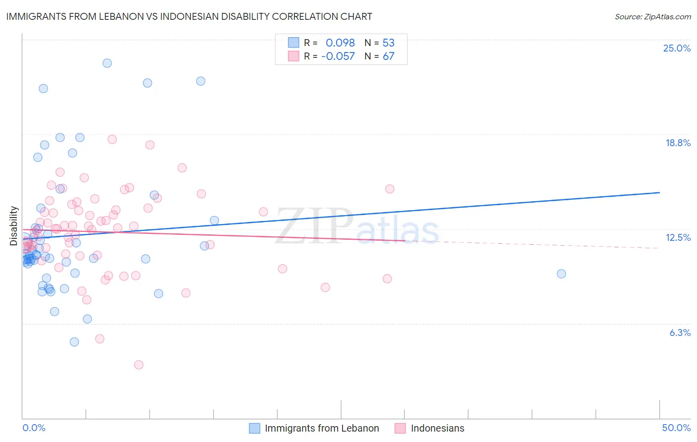 Immigrants from Lebanon vs Indonesian Disability