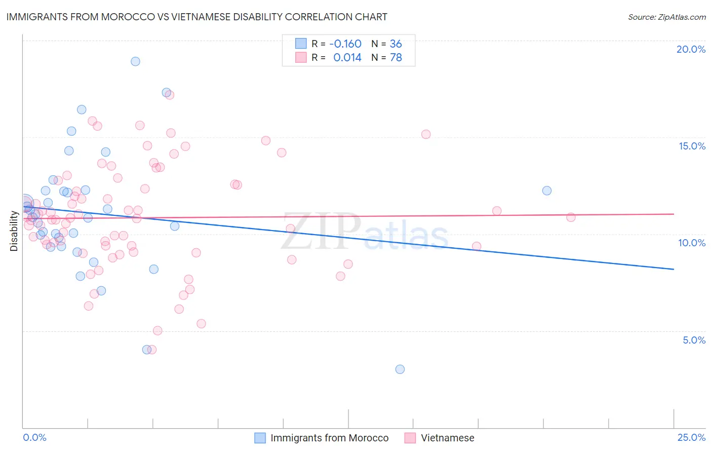 Immigrants from Morocco vs Vietnamese Disability