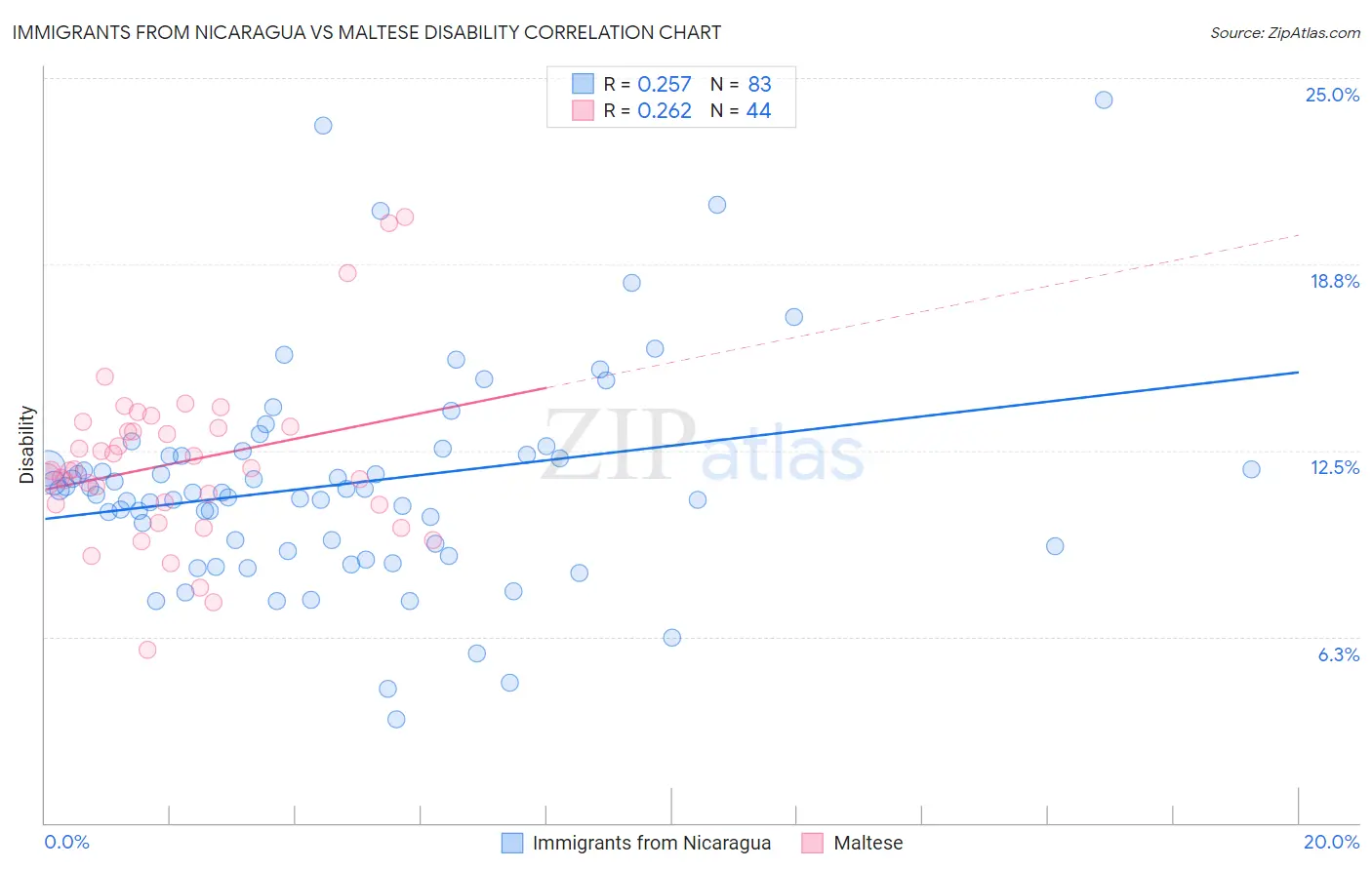 Immigrants from Nicaragua vs Maltese Disability