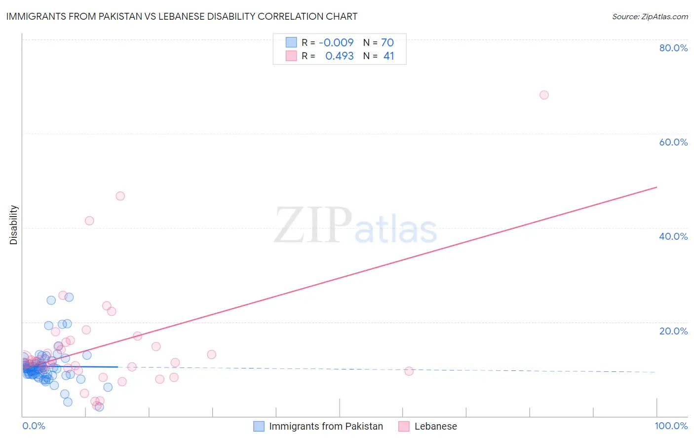Immigrants from Pakistan vs Lebanese Disability