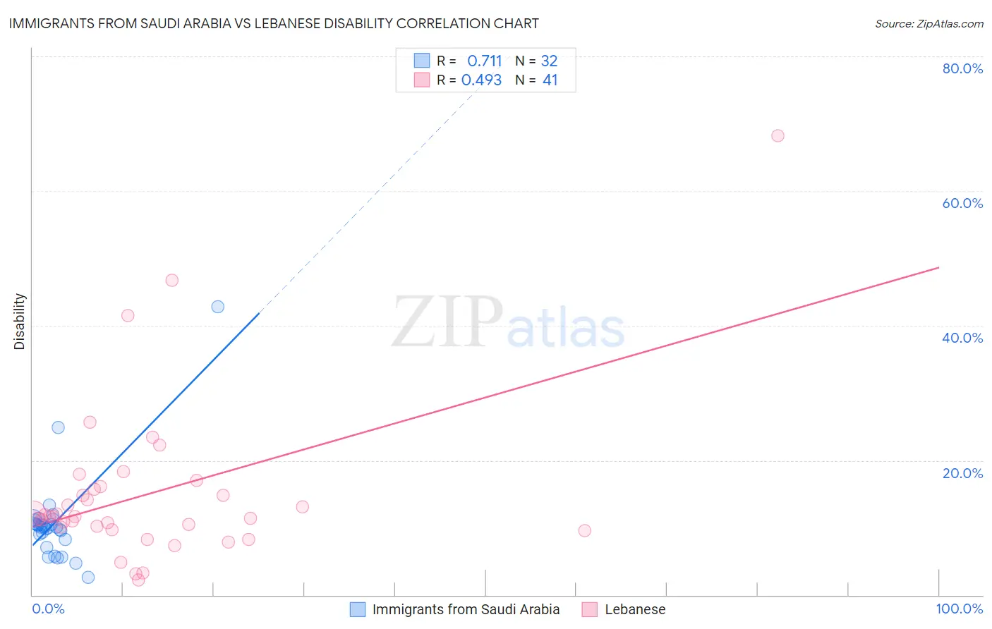 Immigrants from Saudi Arabia vs Lebanese Disability