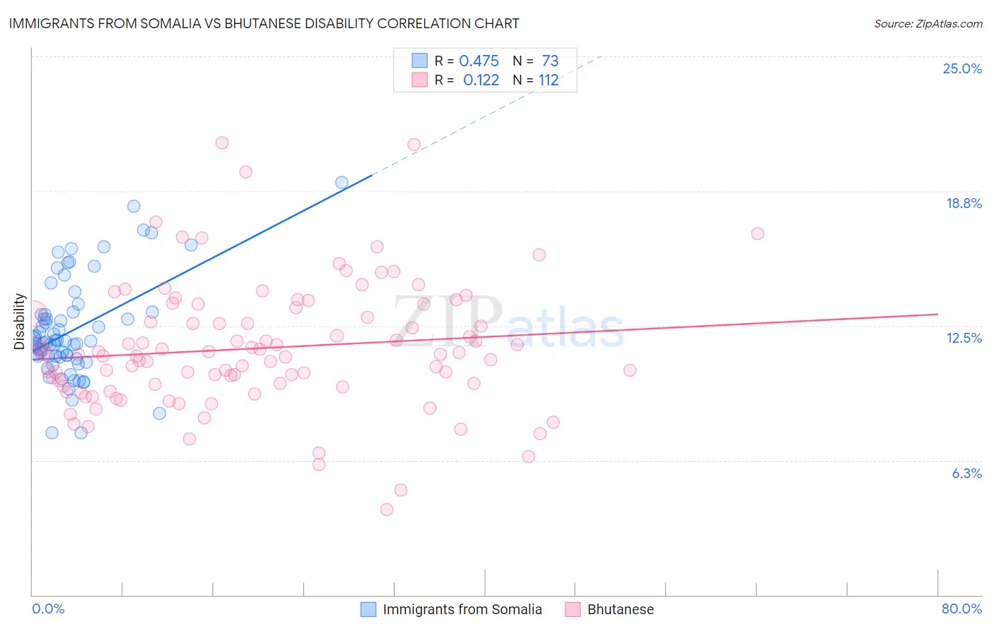 Immigrants from Somalia vs Bhutanese Disability