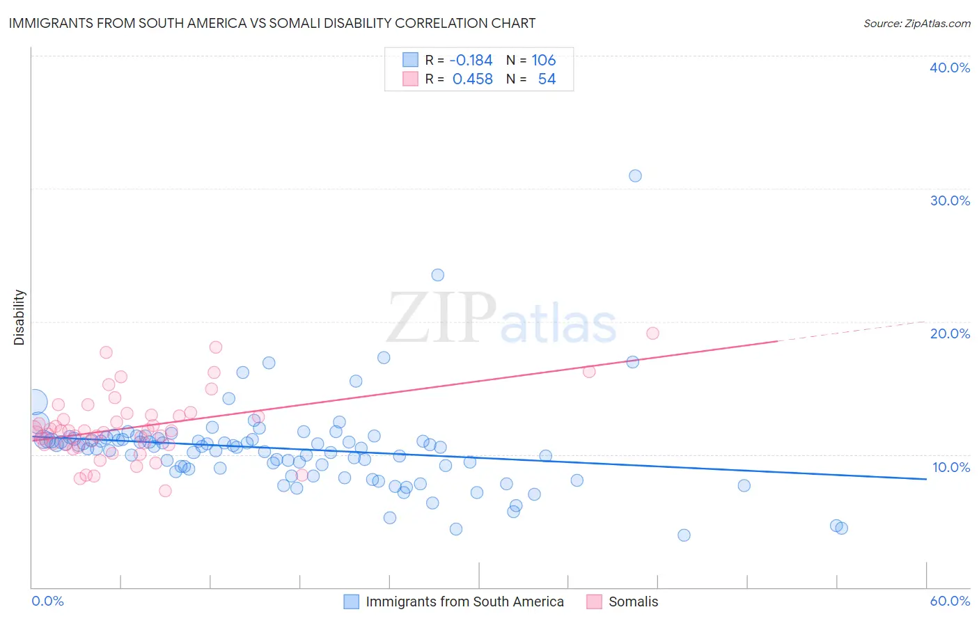 Immigrants from South America vs Somali Disability