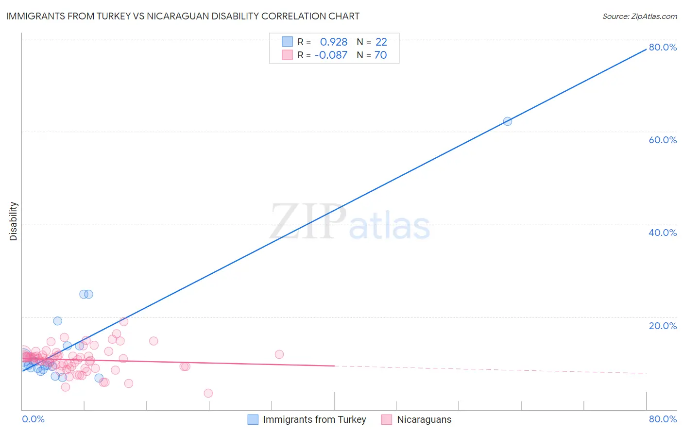 Immigrants from Turkey vs Nicaraguan Disability