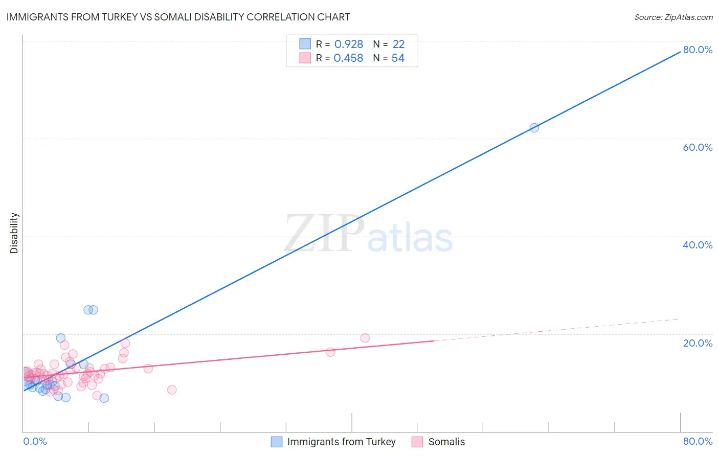 Immigrants from Turkey vs Somali Disability