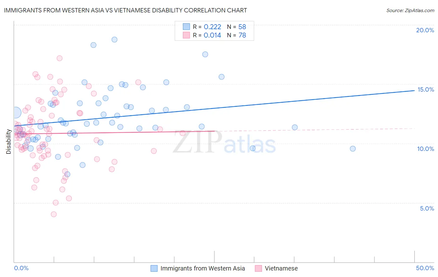 Immigrants from Western Asia vs Vietnamese Disability