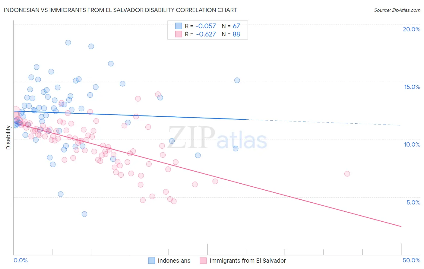 Indonesian vs Immigrants from El Salvador Disability