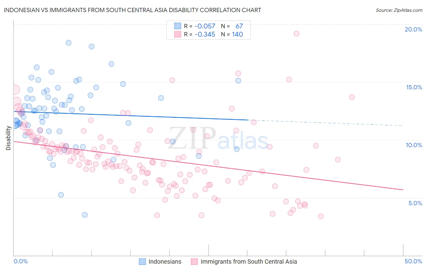 Indonesian vs Immigrants from South Central Asia Disability