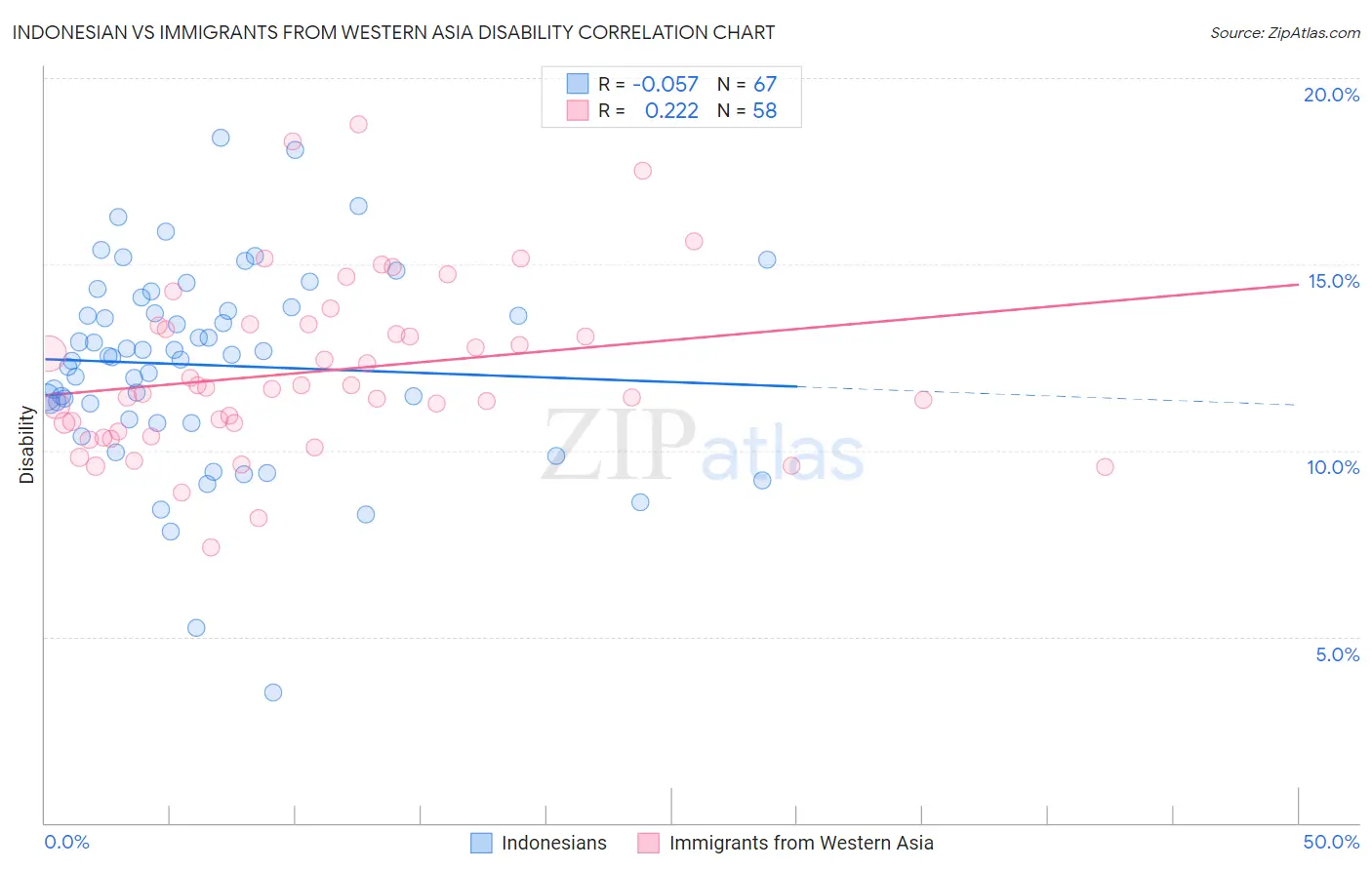 Indonesian vs Immigrants from Western Asia Disability