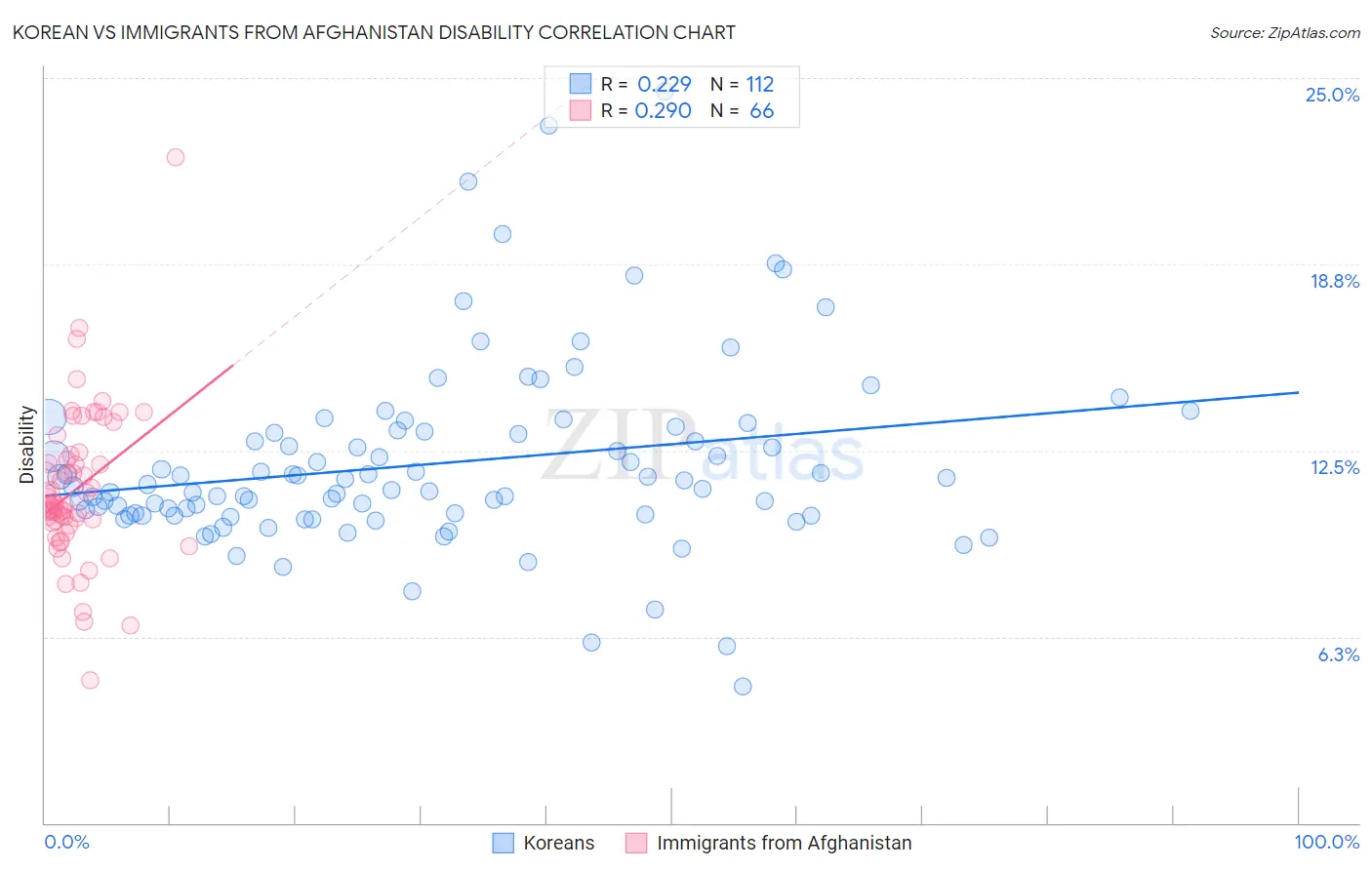 Korean vs Immigrants from Afghanistan Disability