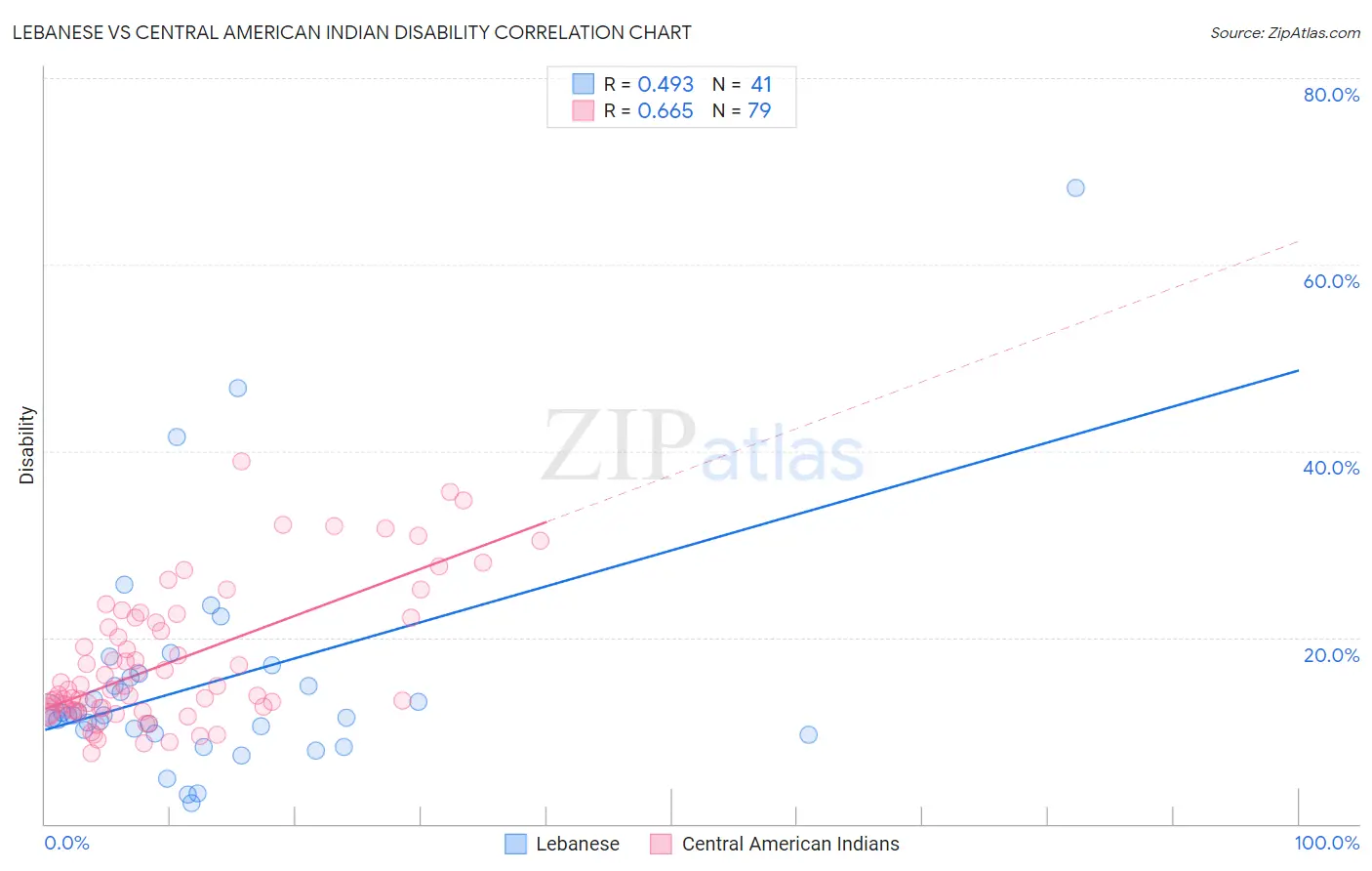 Lebanese vs Central American Indian Disability