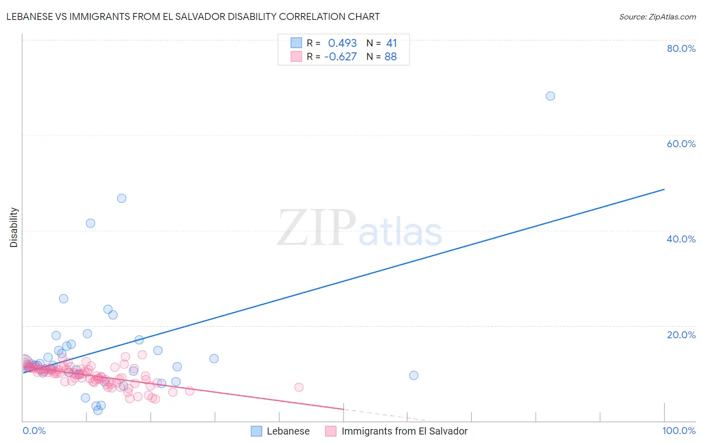 Lebanese vs Immigrants from El Salvador Disability