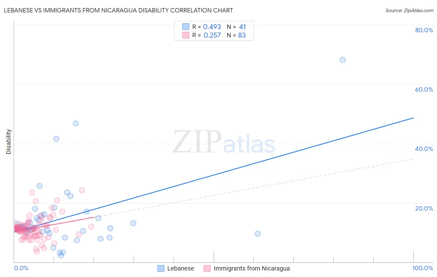 Lebanese vs Immigrants from Nicaragua Disability