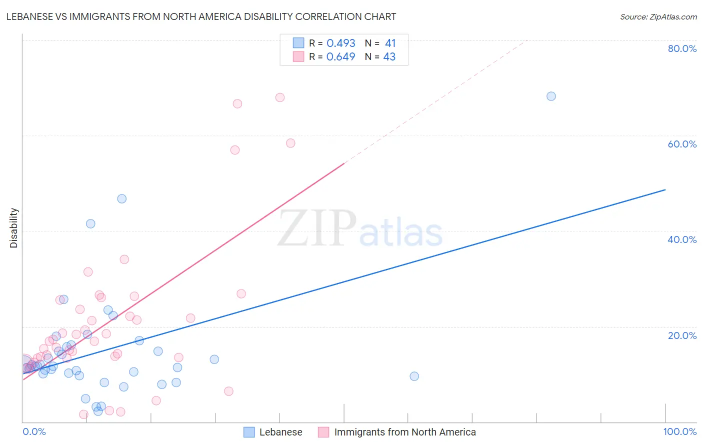 Lebanese vs Immigrants from North America Disability